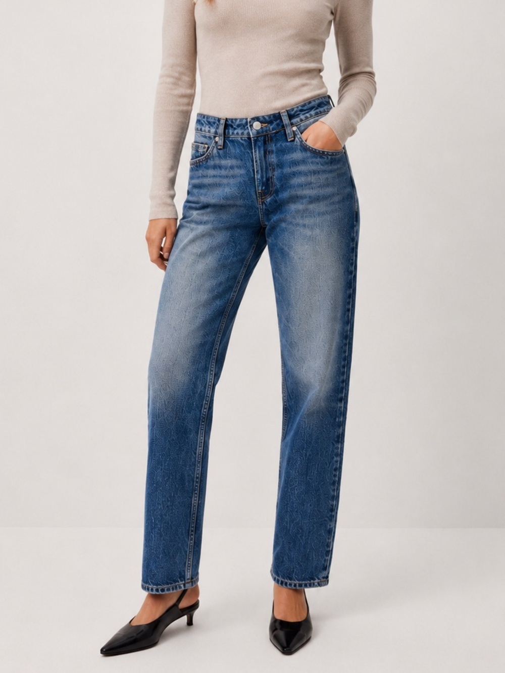 Zara Medium Wash Relaxed Slim Fit Jeans